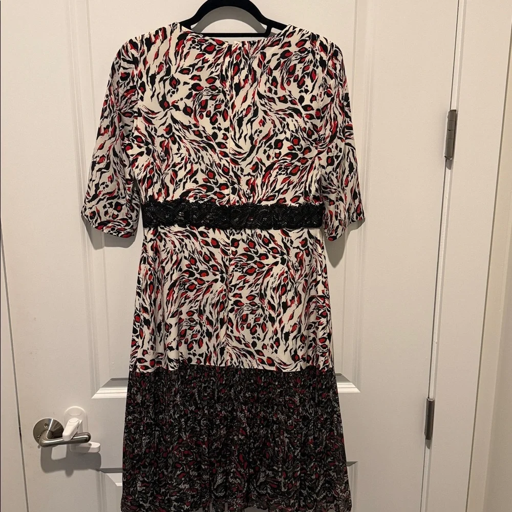 SALONI Red and Black Mid Sleeve Dress - Picture 2 of 6